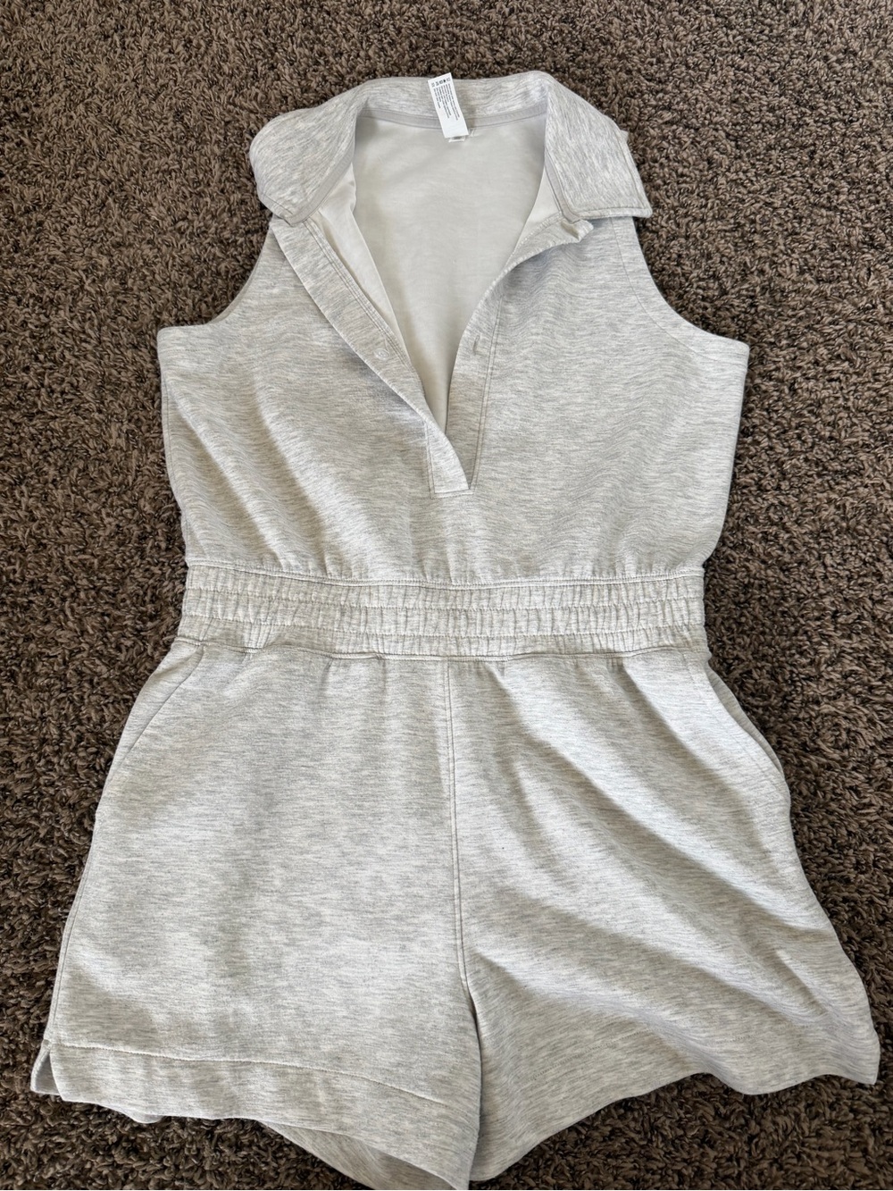 Yogalicious Light Gray Sleeveless Collared Romper